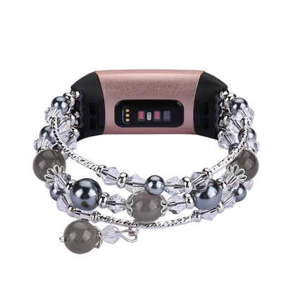 Crystal Agate Elastic Bead Bracelet for Fitbit Charge 5