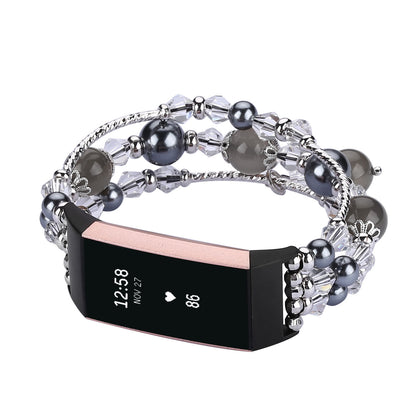 Crystal Agate Elastic Bead Bracelet for Fitbit Charge 5