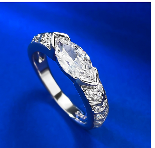 Charm Pear Cut Lab Diamond Ring in 925 Sterling Silver