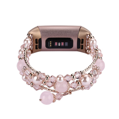 Crystal Agate Elastic Bead Bracelet for Fitbit Charge 5