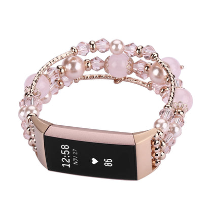 Crystal Agate Elastic Bead Bracelet for Fitbit Charge 5