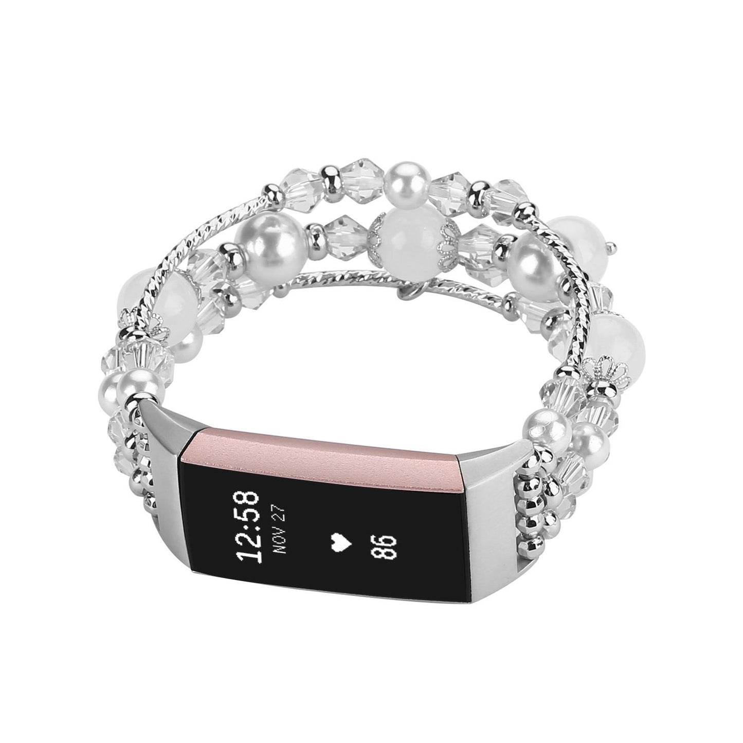 Crystal Agate Elastic Bead Bracelet for Fitbit Charge 5